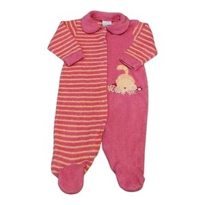 Vintage Carter's Terry Baby Girl Pink Snap Up Cat Footed Outfit Size 3-6 Months
